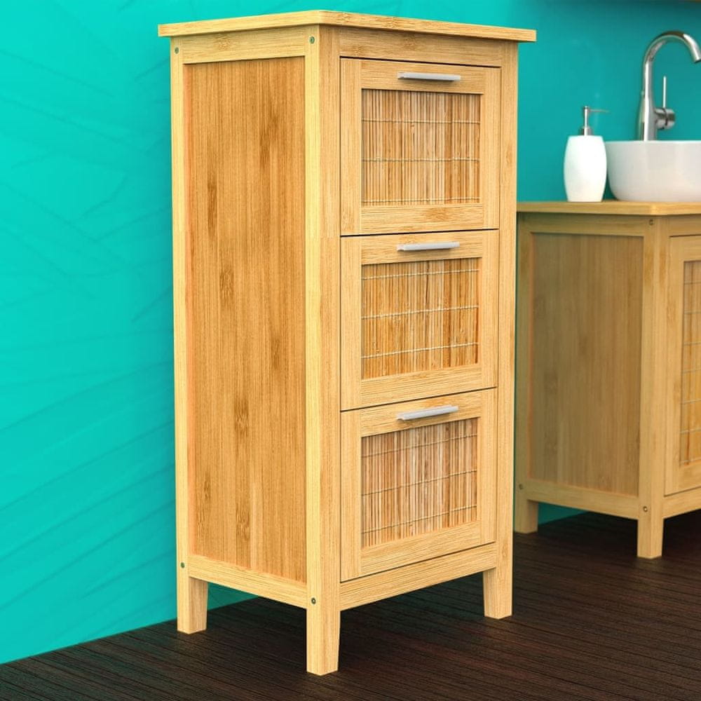 Vidaxl EISL Kúpeľňová skrinka s 3 zásuvkami bambus 30x42x82 cm